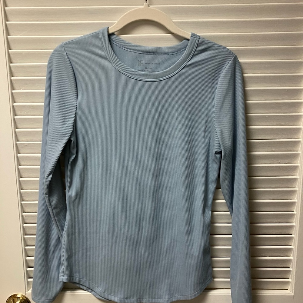 Sky Blue Ribbed Crew Neck
